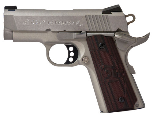 Colt O7000XE Defender Compact 45 ACP Pistol with Stainless Steel Barrel and Black Cherry G10 Grips