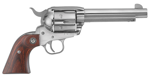 Ruger Vaquero Medium Frame .45 Colt Revolver with 5.5-Inch High Gloss Stainless Steel Barrel and Hardwood Grips