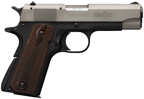 Browning 051880490 1911 A1 Compact .22 LR Pistol with Stainless Steel Barrel and Checkered Walnut Grips