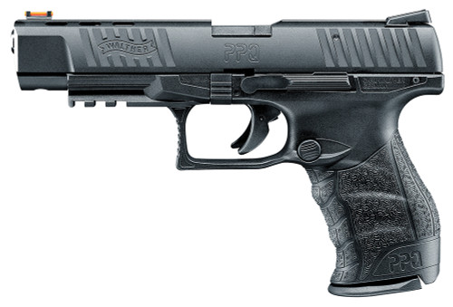 Walther Arms PPQ M2 22 LR Pistol with 5-inch Threaded Steel Barrel, Black Polymer Frame, and Fiber Optic Sights
