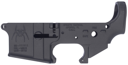 Spikes Tactical STLS018 Spider Stripped Lower Receiver for AR-15 - Multi-Caliber, Black Anodized 7075-T6 Aluminum