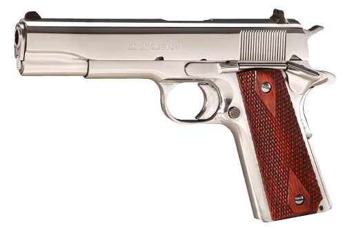 Colt O2071ELC2 Custom Government 38 Super 9+1 Semi-Automatic Pistol with Stainless Steel Finish and Rosewood Grips
