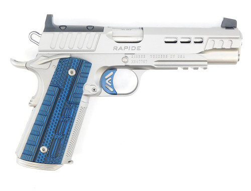 Kimber Rapide Ice 9mm Semi-Auto Pistol with Stainless Steel Finish and Black & Blue G10 Grips
