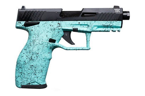 Taurus TX22 Gen 2 22 LR Semi-Auto Pistol with 16+1 Capacity and Cyan Splatter Polymer Frame