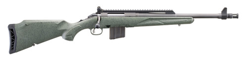 Ruger American Scout Rifle Gen II in 350 Legend with Cobalt Cerakote Finish and Synthetic Leaf Green Stock