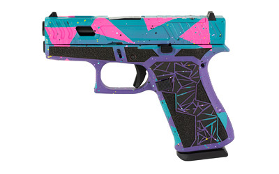 GLOCK 43X 9mm Sub-Compact Pistol with Custom Purple/Cyan/Pink Cerakote Finish – 10 Round Capacity