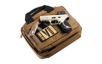 Smith & Wesson M&P M2.0 Metal Compact, Spec Series VI, Semi-automatic, Striker Fired, Aluminum Frame Pistol, Compact, 9MM, 4 Barrel, Cerakote Finish, Champagne, Aimpoint ACRO P-2 Optic, Inline Ported Slide, Floyds Custom Shop EDC Magwell and Basep...