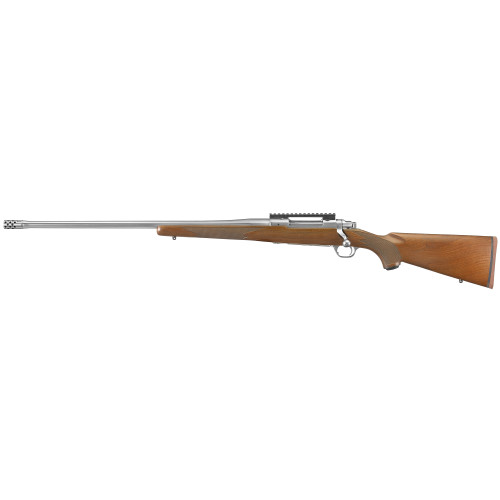 Ruger Hawkeye Hunter 300 Winchester Magnum Bolt-Action Rifle - Left Hand, 24-Inch Threaded Barrel, Silver Walnut Stock