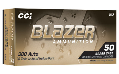 CCI Ammunition Blazer Brass 380 ACP 98-Grain Hollow Point - 50 Rounds