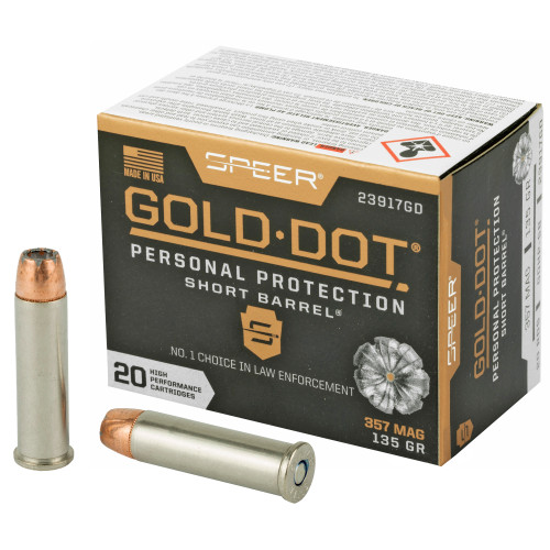 Speer Gold Dot 357 Magnum 135 Grain Hollow Point Ammunition – Reliable Self-Defense and Law Enforcement Load
