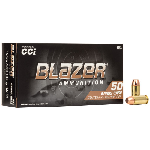 Blazer Ammunition Blazer Brass 10mm 180 Grain Full Metal Jacket Ammo - 50 Rounds / Box, 1000 Rounds / Case