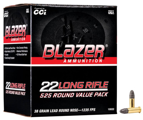CCI Blazer Rimfire .22 LR Ammo - 38 Grain Lead Round Nose - 525 Rounds per Box