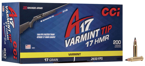 CCI 949CC Varmint Tipped Ammunition for 17 HMR, 17 Grain - 200 Rounds per Box