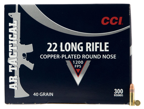 CCI AR Tactical .22 LR Copper-Plated Round Nose Ammunition - 40 Grain, 300 Rounds per Box