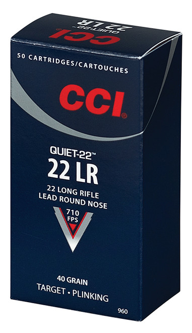 CCI Quiet-22 .22 LR Lead Round Nose Ammunition – 40 Grain, 50 Rounds per Box