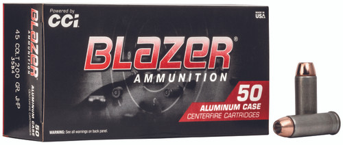 CCI Blazer 3584 45 Colt 200 Grain Jacketed Hollow Point Ammunition, 50 Rounds per Box