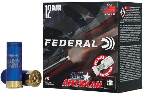 Federal All-American 12 Gauge 1-1/8 oz Shotgun Shells - High Velocity, 8 Shot, 25 Rounds per Box