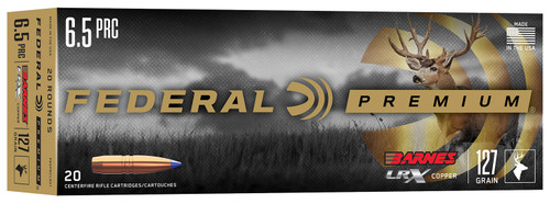 Federal P65PRCLRX1 6.5 PRC 127 Grain Barnes LRX Lead-Free Ammunition, 20 Rounds per Box
