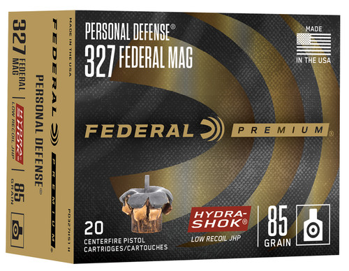Federal Premium Hydra-Shok 85 Grain Jacketed Hollow Point for 327 Federal Magnum (PD327HS1H)