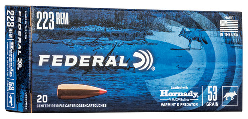 Federal Varmint & Predator Ammunition 223 Rem Hornady V-Max 53 Grain - Pack of 20 (Case of 10)