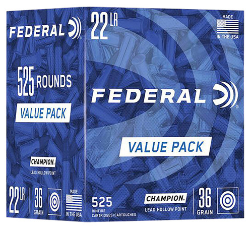 Federal Champion .22 LR 36-Grain Lead Hollow Point Ammunition - 525 Rounds per Box