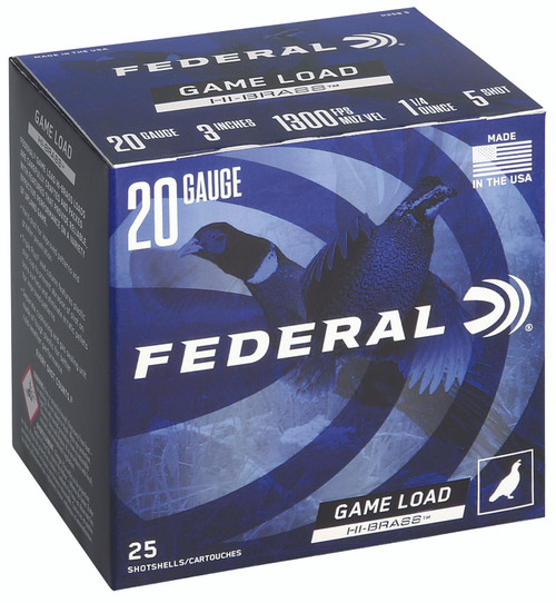Federal Game-Shok Upland Heavy Field 20 Gauge 3-Inch Shotgun Shells, 1 1/4 oz, Size 5, 1300 fps - Pack of 25