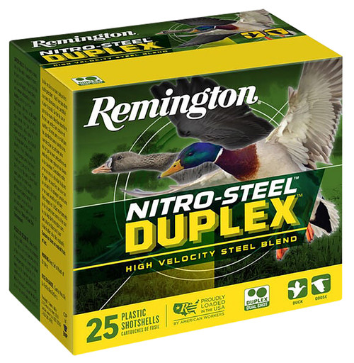 Remington Ammunition Duplex Steel Shotgun Shells 12 Gauge, 3-Inch, 1 1/4 Oz, Shot Size 2, 1450 fps, 25 Rounds per Box