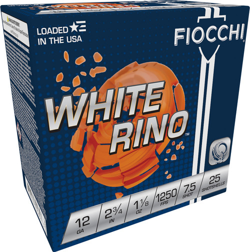 Fiocchi 12 Gauge Exacta Target Loads White Rino  1 1/8 oz Shot Size 7.5