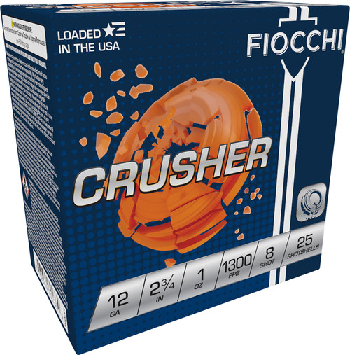 Fiocchi Exacta Crusher 12 Gauge 1 oz Lead Shotshell Ammunition  8 Shot, 1300 fps, 25 Rounds