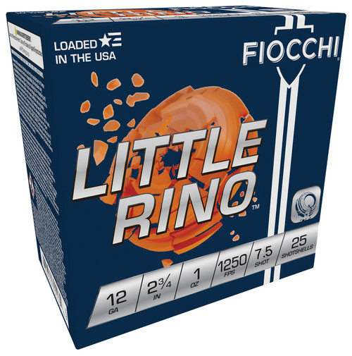 Fiocchi Little Rino 12 Gauge 1 oz Shotgun Ammo - 7.5 Shot Size, 1250 fps Muzzle Velocity