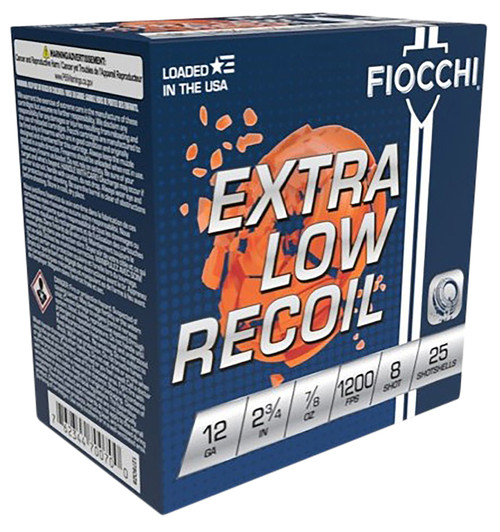 Fiocchi Exacta Target Loads Low Recoil Trainer 12 Gauge 2.75 inch 7/8 oz #8 Shot for Sport Shooting