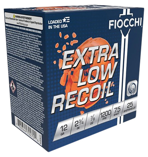 Fiocchi 1278OZ75 Low Recoil Trainer 12 Gauge Lead Shotshells for Sport Shooting