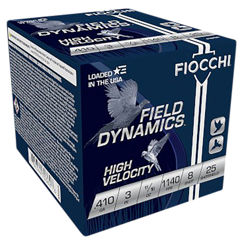 Fiocchi 410HV8 High Velocity 410 Gauge 3-Inch Shotshells, 11/16 oz, Shot Size 8, 25 Rounds per Box