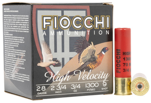 Fiocchi 28HV9 High Velocity 28 Gauge Shotshells  3/4 oz, 9 Shot, 1300 fps for Hunting and Target Shooting