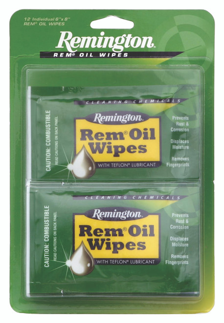 Remington Accessories REM 18411 Rem-Oil Wipes - 12 Pack for Firearms Maintenance and Protection