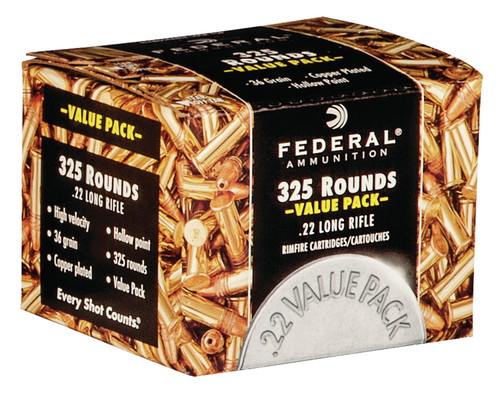Federal 725 .22 LR Copper Plated Hollow Point Ammo - 36 Grain, 325 Rounds per Box