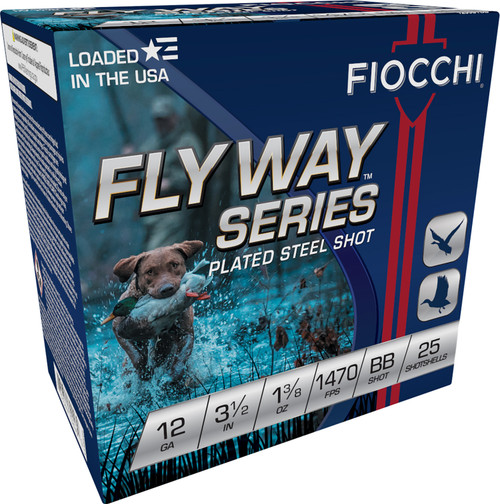 Fiocchi Flyway 12 Gauge Steel Shotshells - 3.5 Inch, BB Shot, 1 3/8 oz, 1470 fps