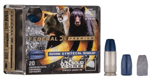Federal Premium P9SHC1 9mm Luger +P 147-Grain Solid Core Flat Nose Ammunition for Hunting