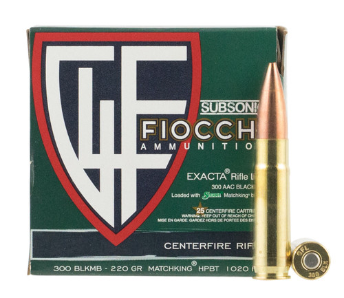 Fiocchi 300 Blackout Sierra MatchKing BTHP 220 gr Target Shooting Ammo - 25 Rounds