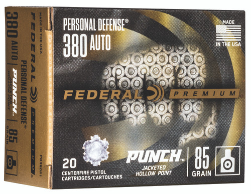 Federal Punch .380 ACP Jacketed Hollow Point Ammunition - 85 Grain, 20 Rounds per Box