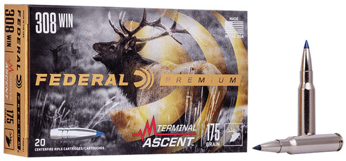 Federal Premium Terminal Ascent Bonded 175 Grain .308 Winchester Hunting Ammo – 20 Rounds per Box