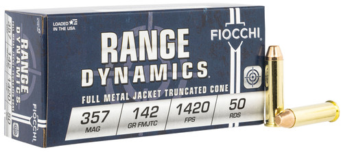 Fiocchi 357F .357 Magnum Full Metal Jacket Truncated Cone Ammunition - 142 Grain, Target Shooting