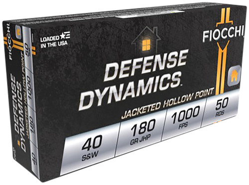 Fiocchi Defense Dynamics 40 S&W 180-Grain Jacketed Hollow Point Ammunition, 50 Rounds per Box
