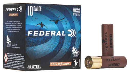 Federal Speed-Shok 10 Gauge Steel Shotgun Shells - 1 1/2 oz, 3.5" Length, 1450 fps, T Shot, 25 Rounds per Box