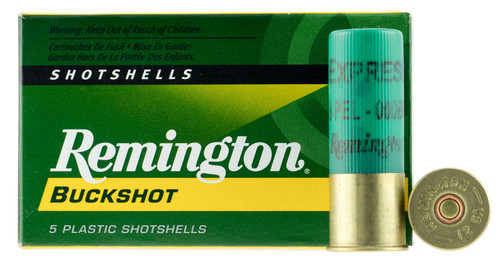 Remington Ammunition 20406 12 Gauge Buckshot - 8 Pellets of 000 Buck, 2.75 inch, 1325 fps for Hunting