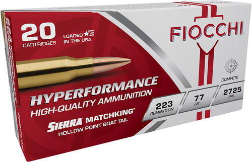Fiocchi 223MKD Sierra MatchKing BTHP 77 Grain Ammunition for Target Shooting