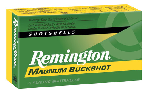 Remington Ammunition 12 Gauge 00 Buckshot 3-Inch, 15 Pellets, Muzzle Velocity 1225 fps - 5 Rounds per Box
