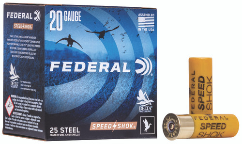 Federal Speed-Shok 20 Gauge Steel Shotgun Ammunition – 2.75 Inch, 3/4 oz, Size 6, 1425 fps, 25 Rounds per Box