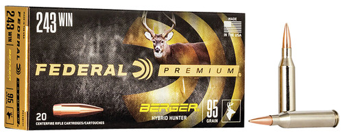 Federal P243BCH1 Premium  243Win 95gr Berger Hybrid Hunter 20 Per Box