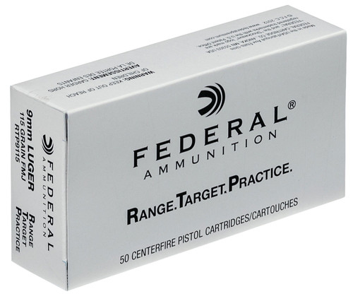 Federal Range Target Practice 9mm Luger 115 Gr Full Metal Jacket Ammunition (50 Rounds per Box)